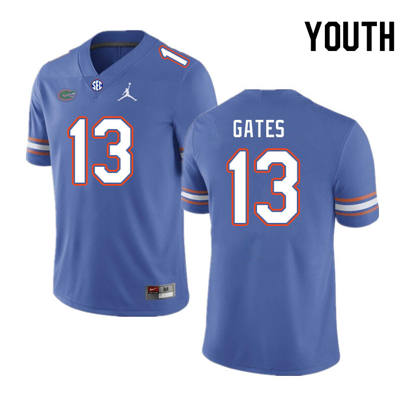 Youth #13 Aaron Gates Florida Gators College Football Jerseys Stitched-Royal - Click Image to Close